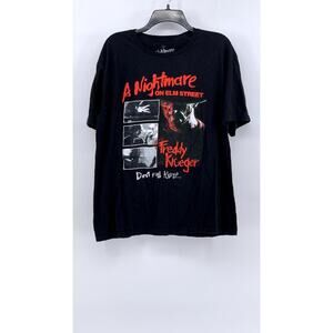 A NIGHTMARE ON ELM STREET Men's Black Freddy Graphic Short Sleeve T-Shirt SZ L